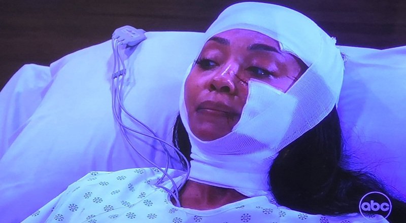 On "General Hospital" today, Jordan (Tanisha Harper) got some disturbing news. Curtis (Donnell Turner) was by her side as she learned the state of her face.